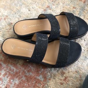 Antonio Melani navy beaded sandals